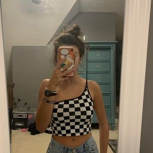 FOREVER 21 one strap checkered crop top
